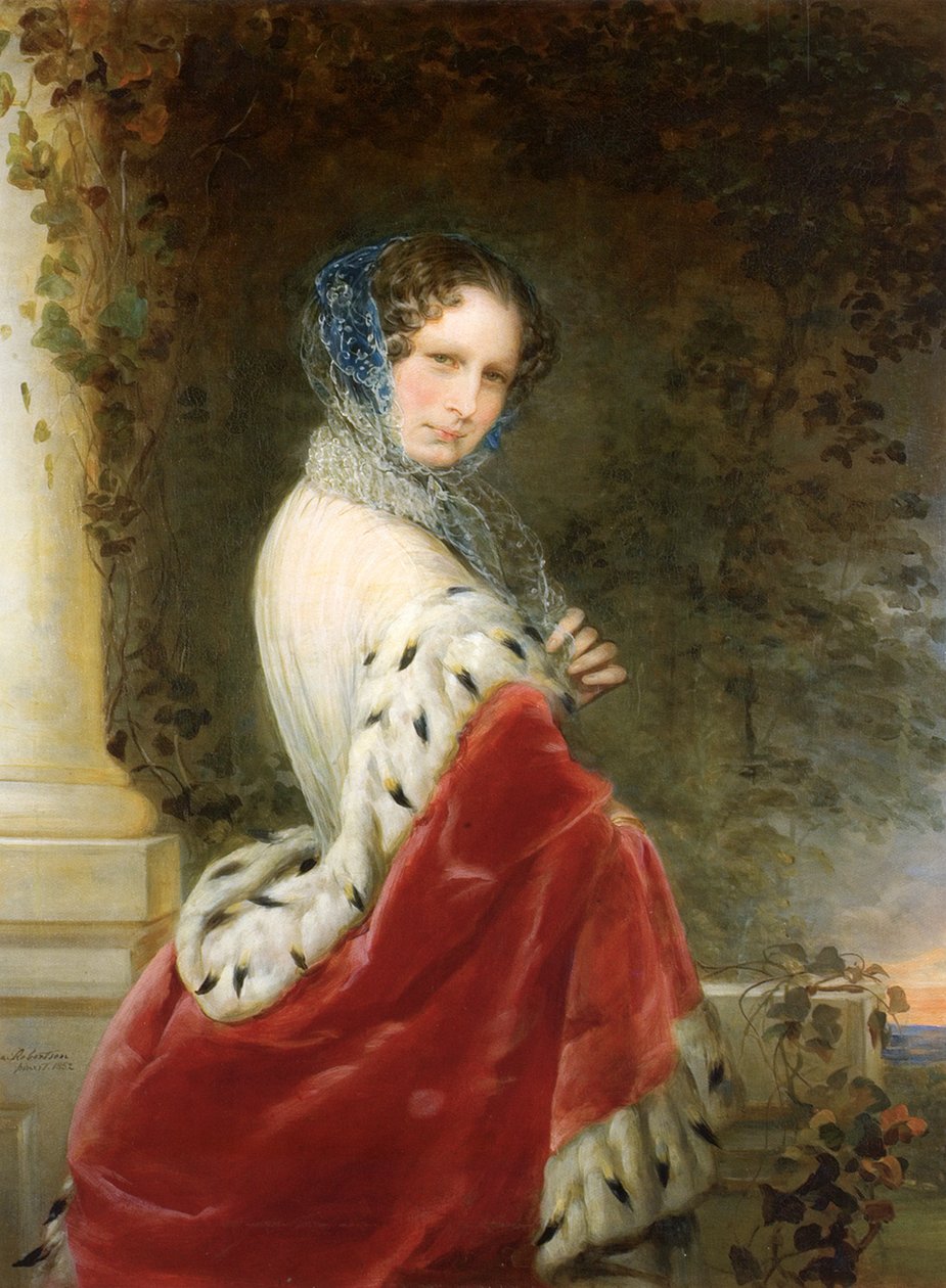 Portrett av keiserinne Alexandra Fyodorovna Charlotte av Preussen, kone til keiser Nicholas I 1798-1860, 1852 av Christina Robertson