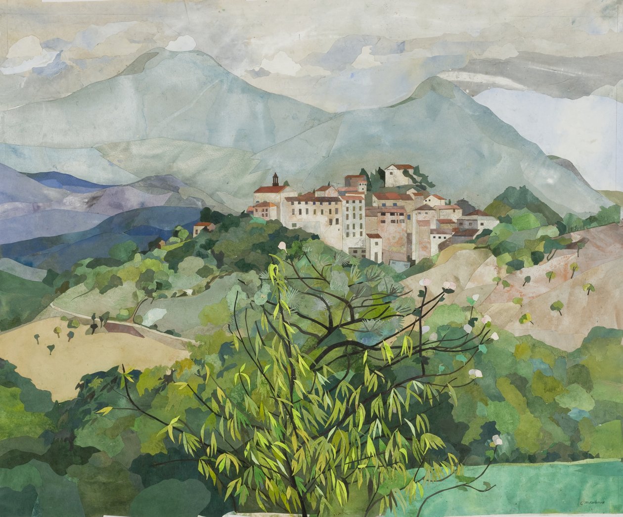 Amelias restaurant, 2013 (akvarellmalt papirkollasj) av Christine McKechnie