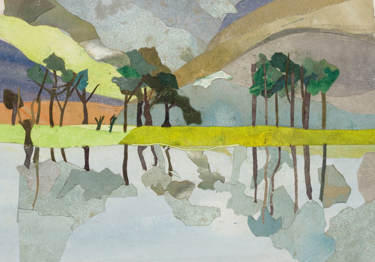 Buttermere, 2015 (akvarellmalt papirkollasj) av Christine McKechnie