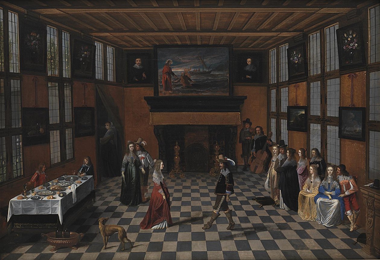 Dansefest i et interiør av Christoffel Jacobsz. van der Laemen
