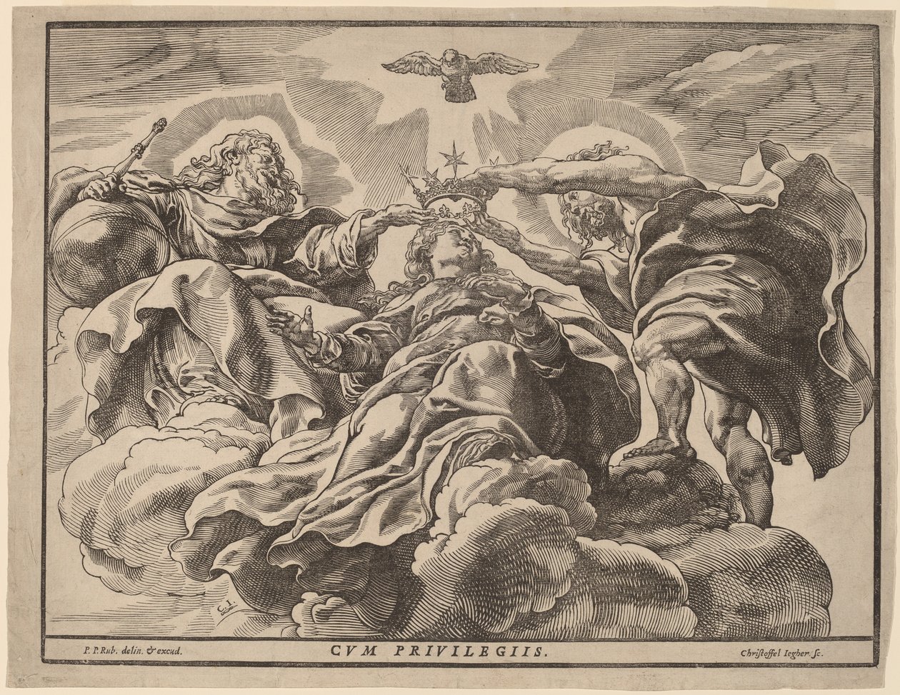 Kroningen av jomfruen av Christoffel Jegher after Sir Peter Paul Rubens
