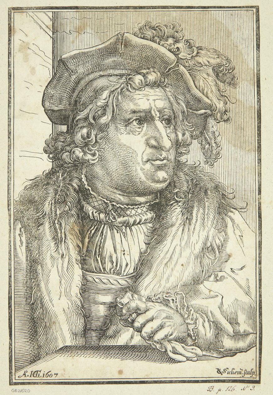 Fantasiportrett av gammel mann med hatt av Christoffel van