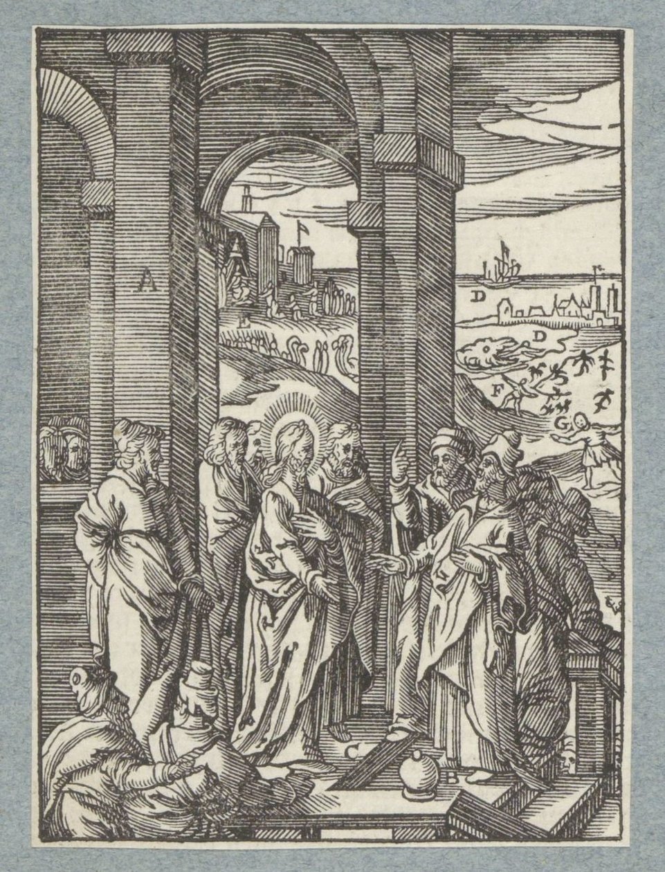Fariseerne og de skriftlærde ber om et tegn på Kristus av Christoffel van Sichem (II)