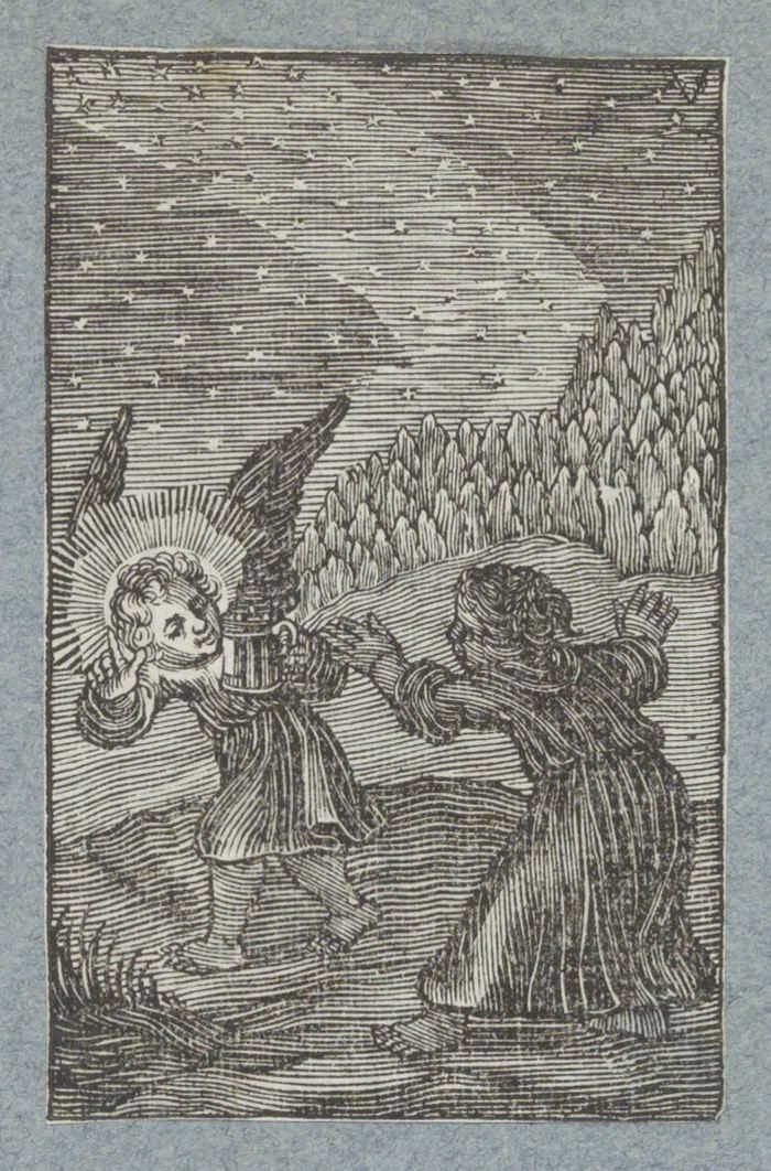 Engel med lykt viser barnet veien Pia Desideria (serietittel) av Christoffel van Sichem (II)
