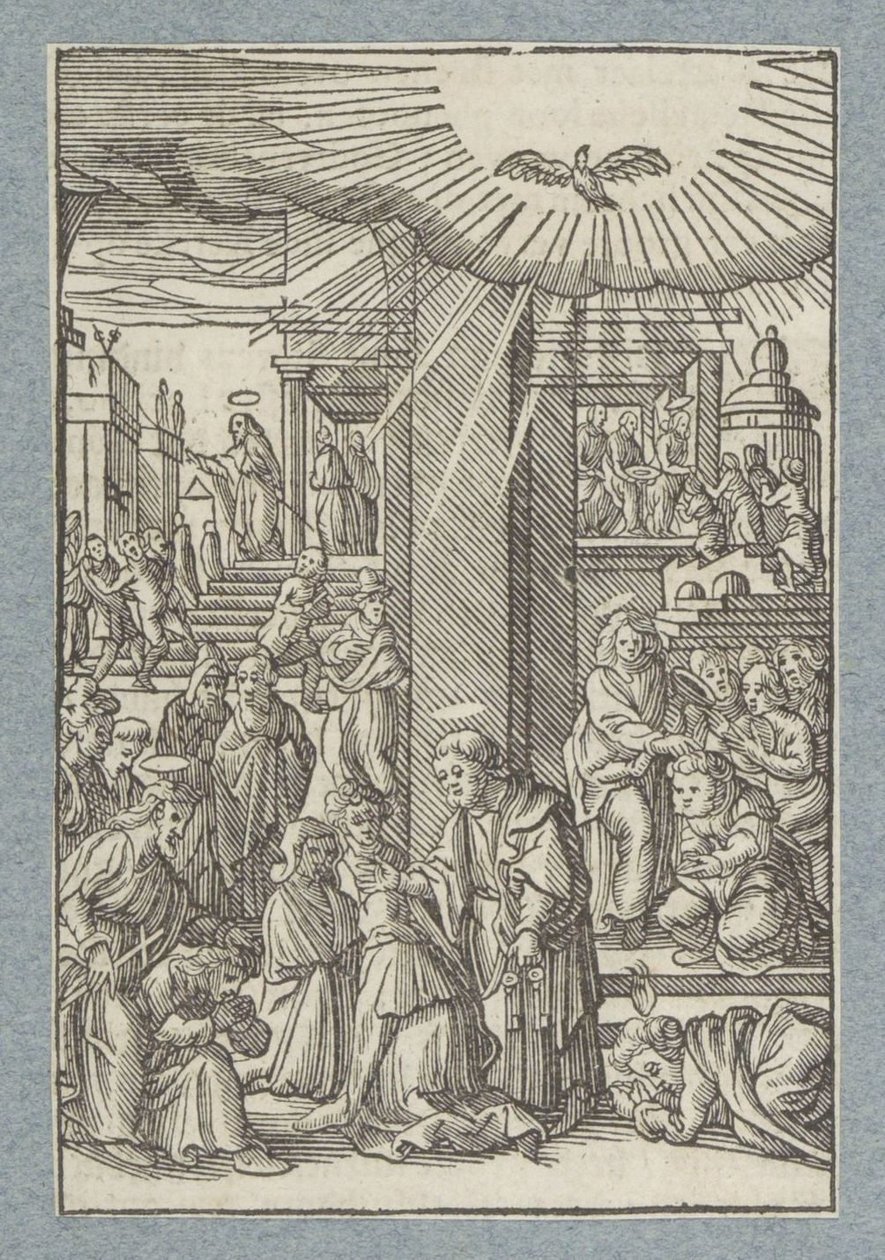 Peter, Johannes og Filip velsigner de troende i Samaria av Christoffel van Sichem (II)