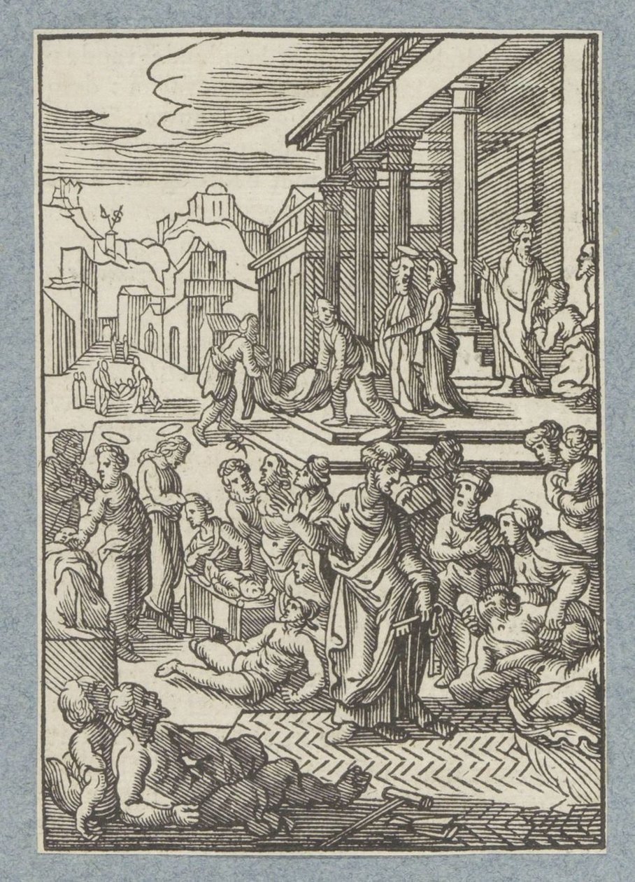 Peter helbreder de syke med skyggen sin av Christoffel van Sichem (II)
