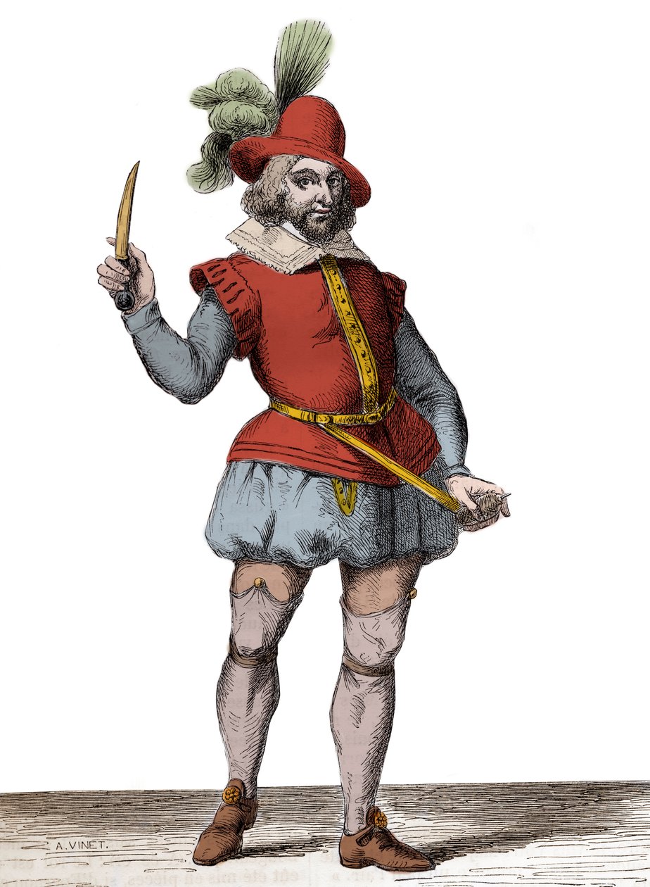 Portrett av Francois Ravaillac, leiemorderen til Henri IV (1553-1610) gravering etter Sichem, Christoffel van den eldste (1546-1624) - Portrait en pied de Francois Ravaillac (1578-1610) morder av kong Henry IV (1553-1610) av Christoffel van the Elder Sichem
