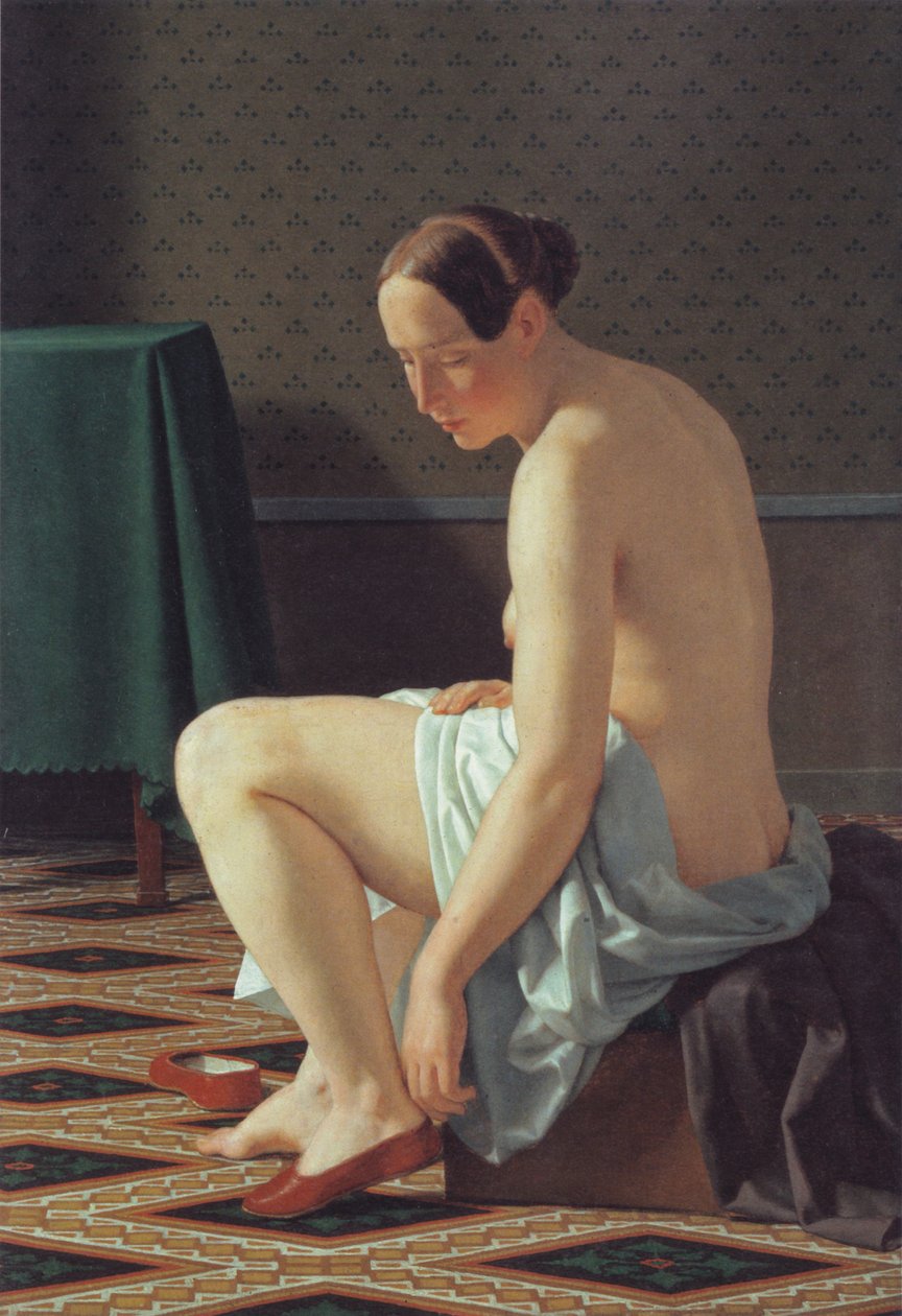 Ingen kvinne i ferd med å trekke i tøflerpannen av Christoffer Wilhelm Eckersberg