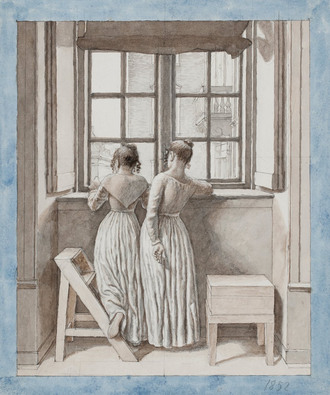 Ved et vindu i Artists Studio av Christoffer Wilhelm Eckersberg