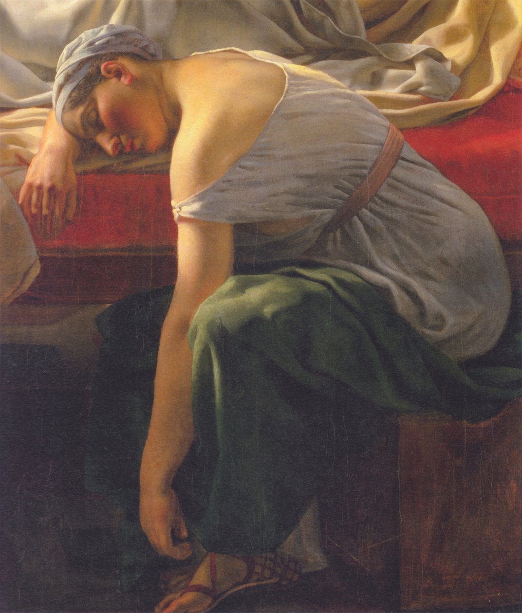 En sovende kvinne i antikt kostyme. Alkyones amme av Christoffer Wilhelm Eckersberg