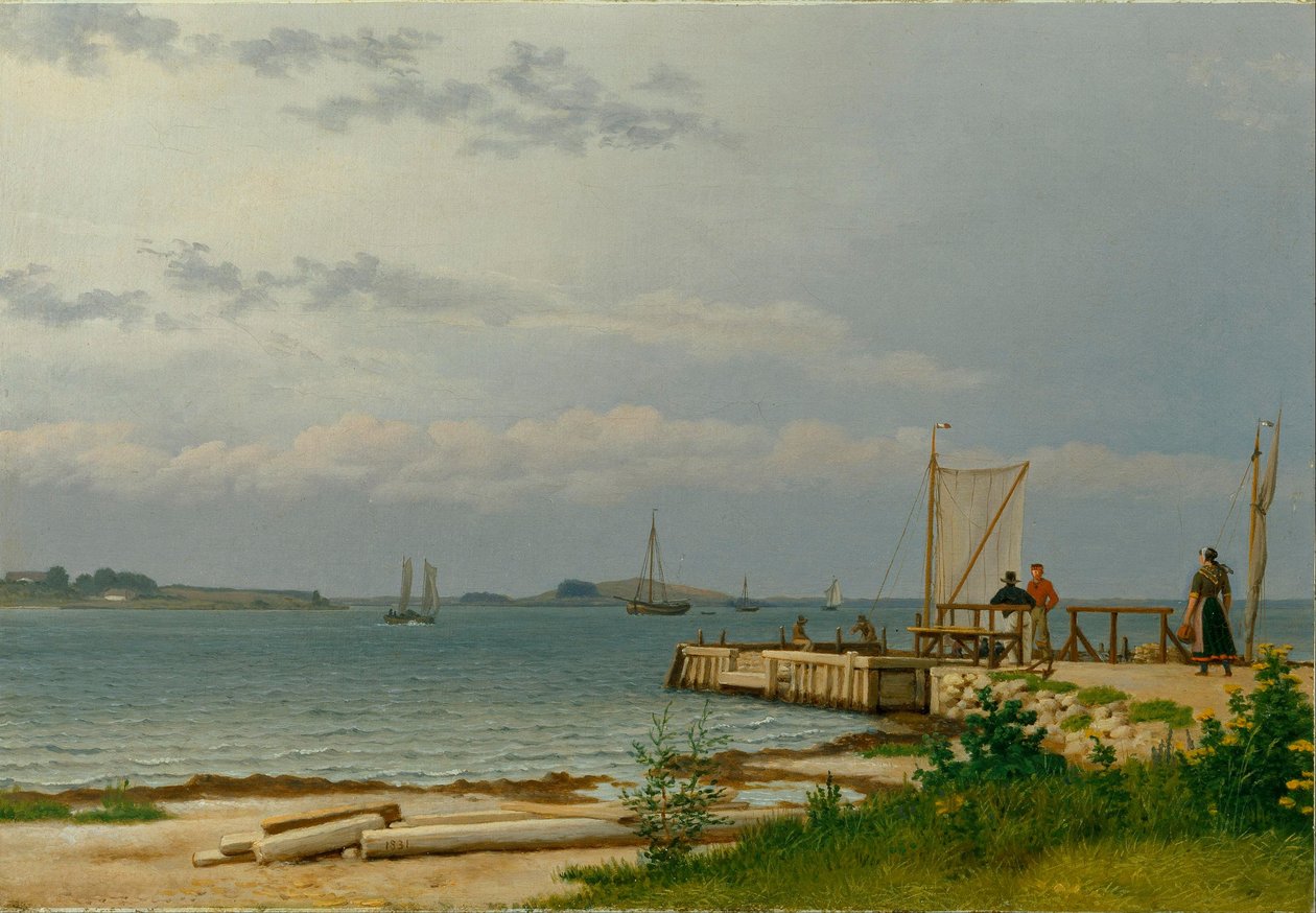 Utsikt mot Koster fra bryggen ved Kallehave av Christoffer Wilhelm Eckersberg