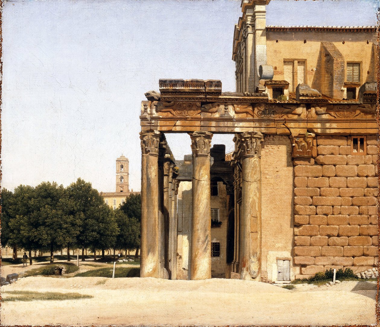Vue de la via Sacra, Roma - Peinture de Christoffer Wilhelm Eckersberg (1783-1853) Utsikt over Via Sacra, Roma Olje på lerret 1814 Ny Carlsberg Glyptotek 28x33 av Christoffer Wilhelm Eckersberg