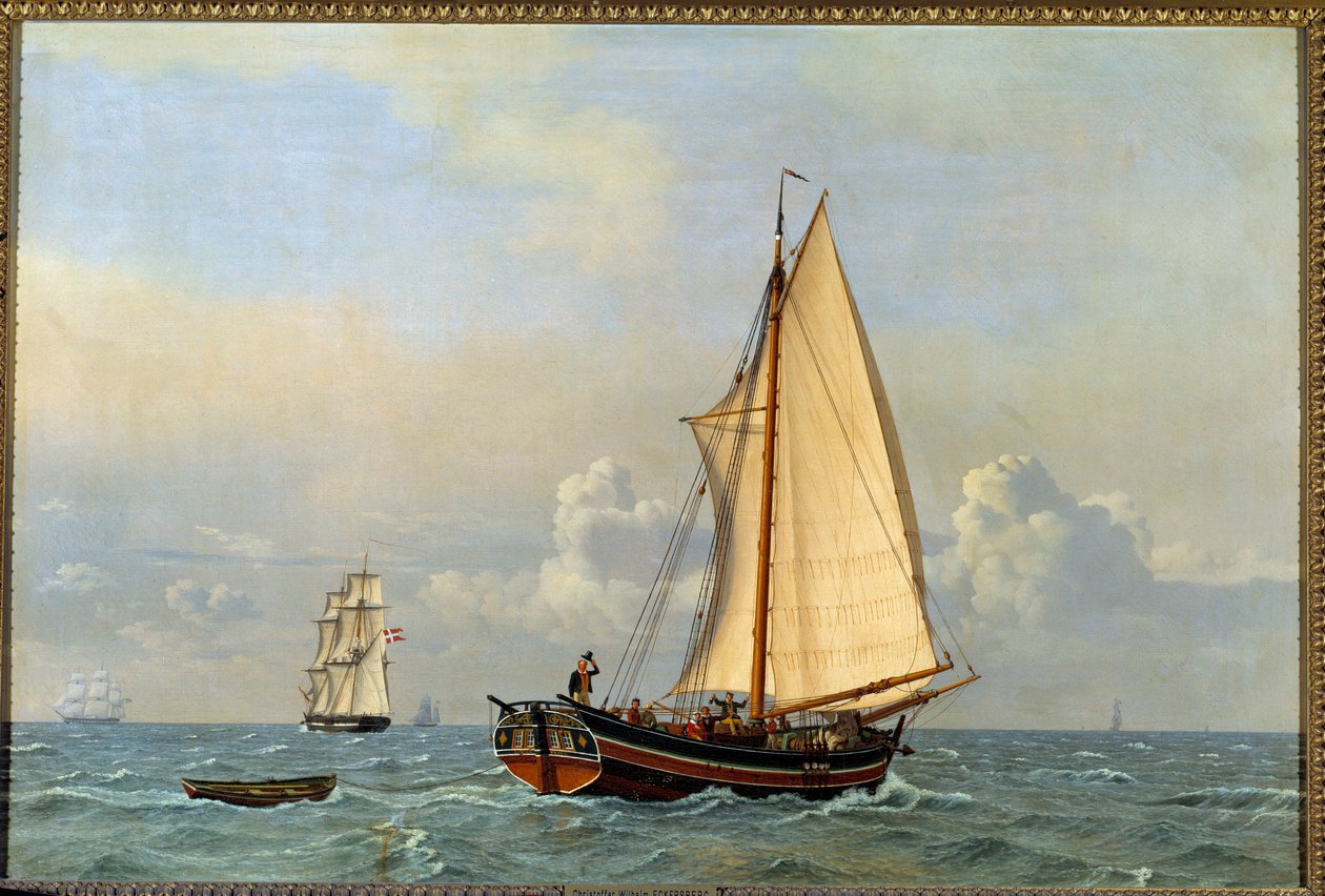 Et tidligere dansk linjeskip går i motvind i 1831 Maleri av Christoffer Wilhelm Eckersberg (1783-1853) av Christoffer Wilhelm Eckersberg