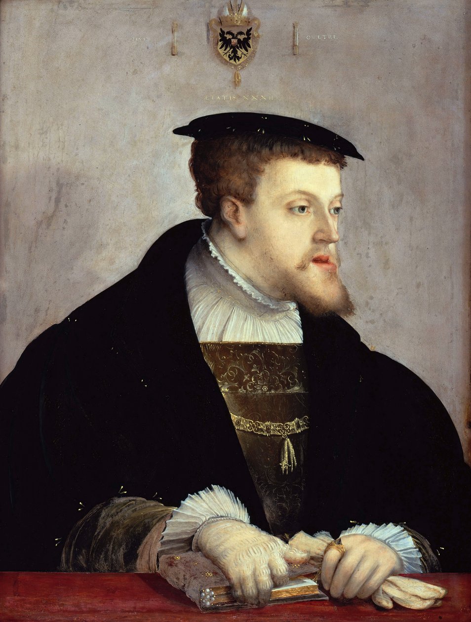 Portrett av keiser Charles V 1500-1558, ca 1532 av Christoph Amberger