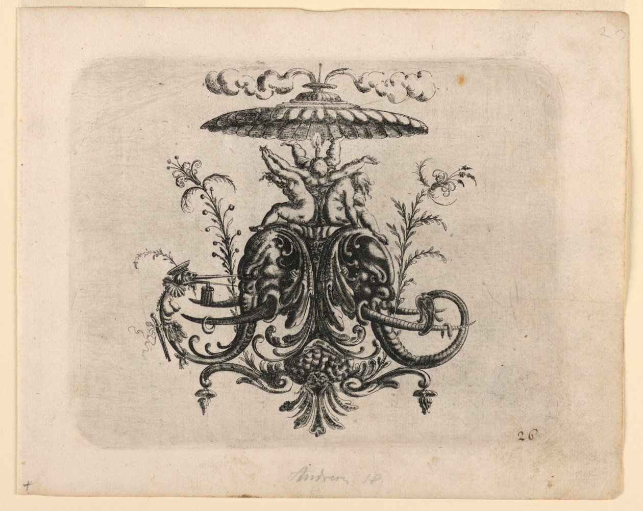 Plate 26, fra Newuw Grotteßken Buch (New Grotesque Book) av Christoph Jamnitzer