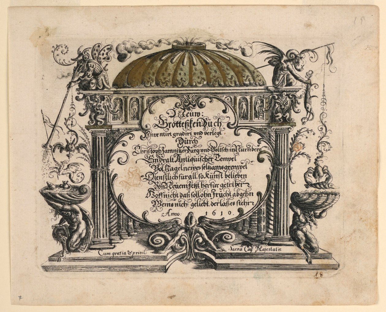 Tittelside, fra Neüw Grotteßken Buch (New Grotesque Book) av Christoph Jamnitzer