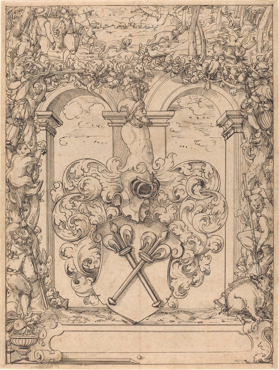 Design for et vindu (jaktscene) av Christoph Murer