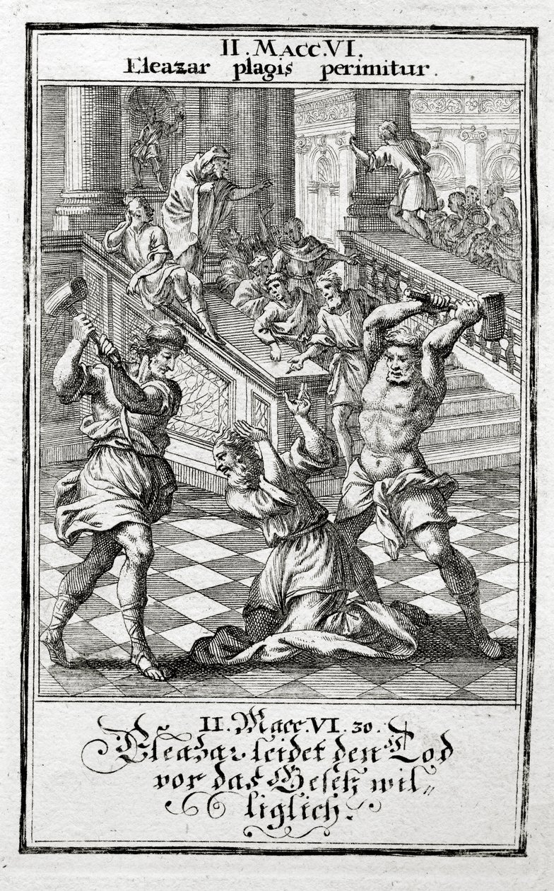 Eleasar godtar villig dødsstraff, Makkabeerne 1695 av Christoph Weigel