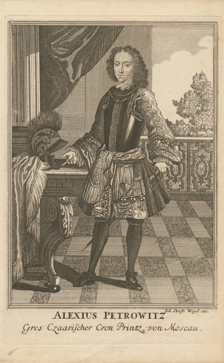 Portrett av Tsarevich Alexei Petrovich av Russland 1690-1718, 1710 av Christoph Wiegel