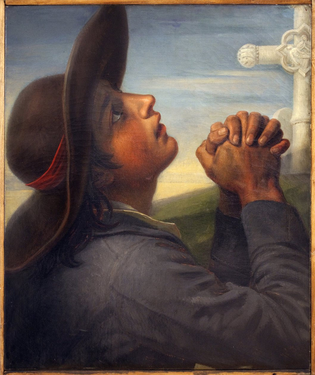 Bondehode solgt. Maleri av Thomas Degeorge (1786-1854), olje på lerret, cirka 1830, studie for maleriet The Death of Bonchamp. Fransk kunst av Christophe Thomas Degeorge