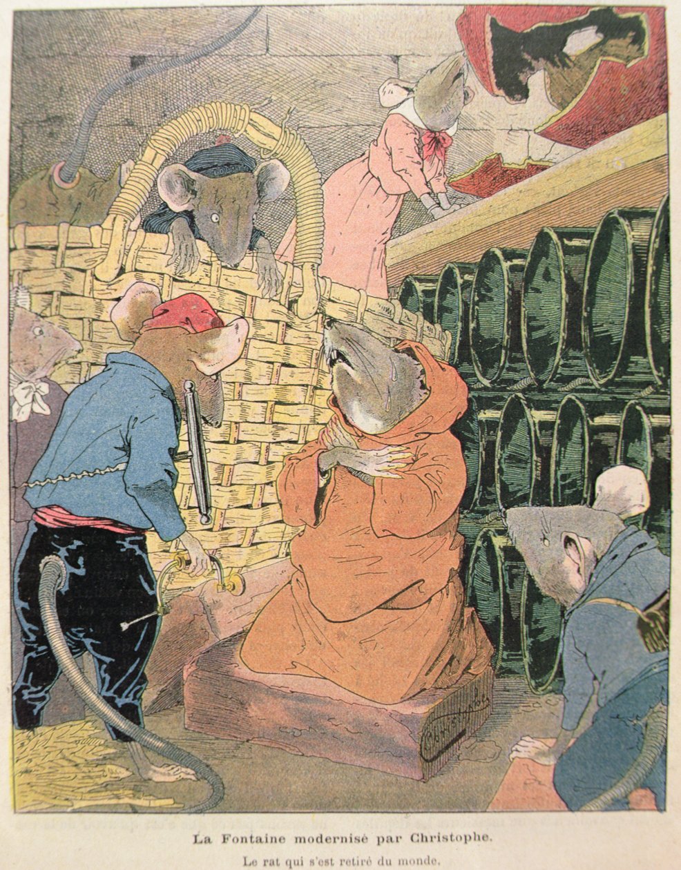 Illustrasjon for Rotten som har trukket seg ut av samfunnet fra fabler av Jean de La Fontaine (1621-95) 1902 (fargegravering) av Christophe 1856 1945 Christophe 1856 1945