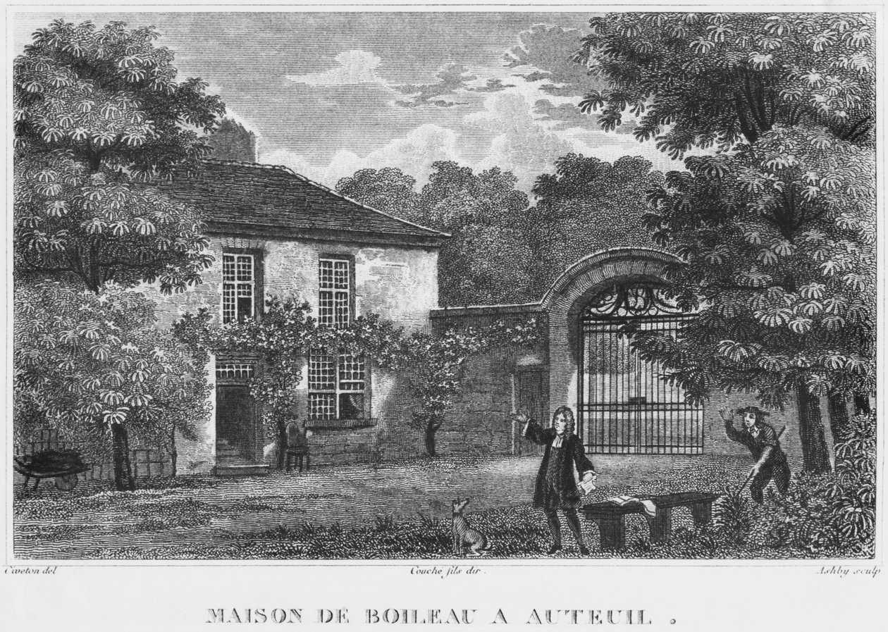 House of Nicolas Boileau, kjent som Boileau-Despreaux, i Auteuil, Paris, gravert av Ashby (1800-tallet) av Christophe Civeton
