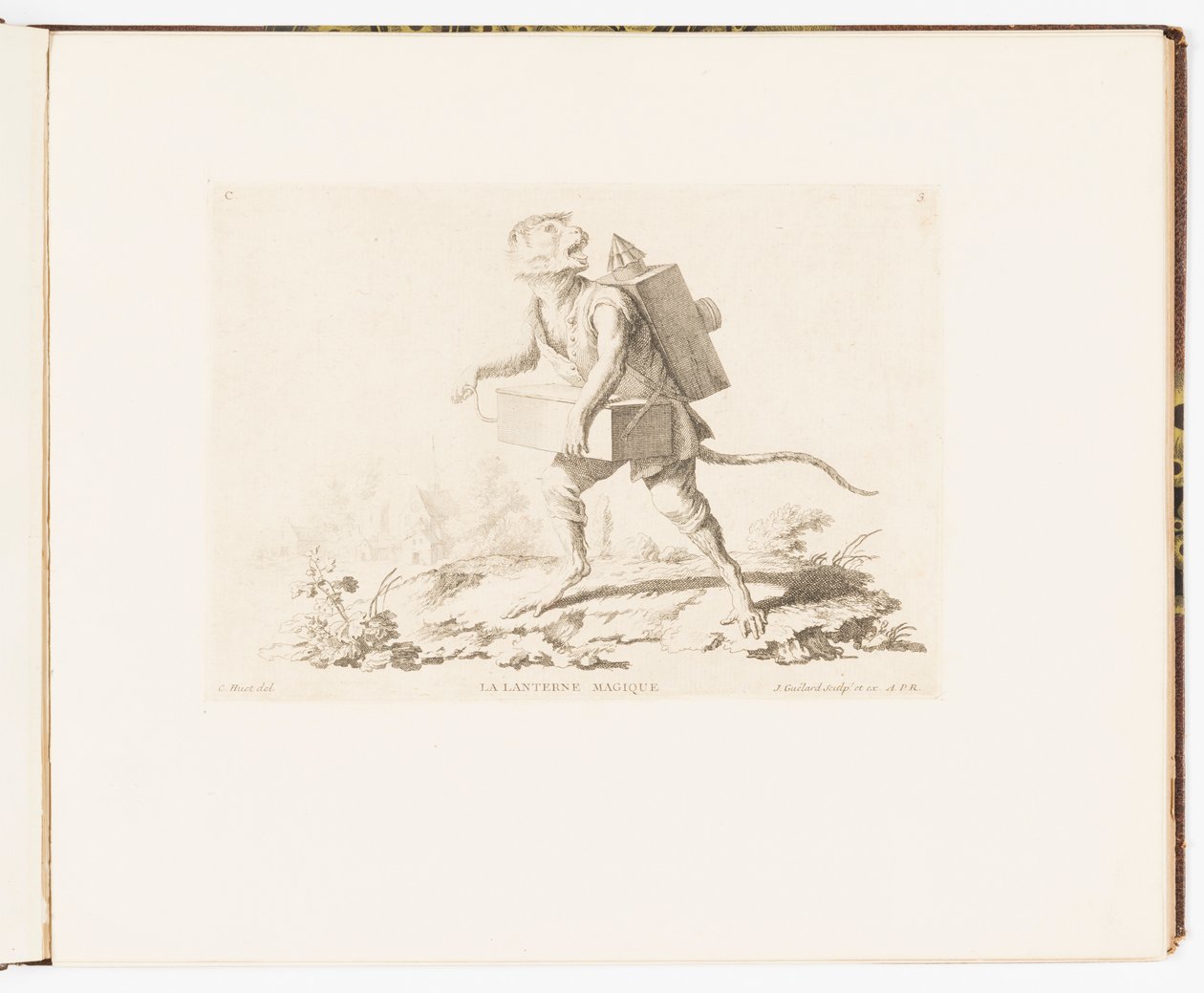 Plate 3, The Magic Lantern, Monkey Antics eller Different Actions of Human Life represented by Monkeys av Christophe Huet