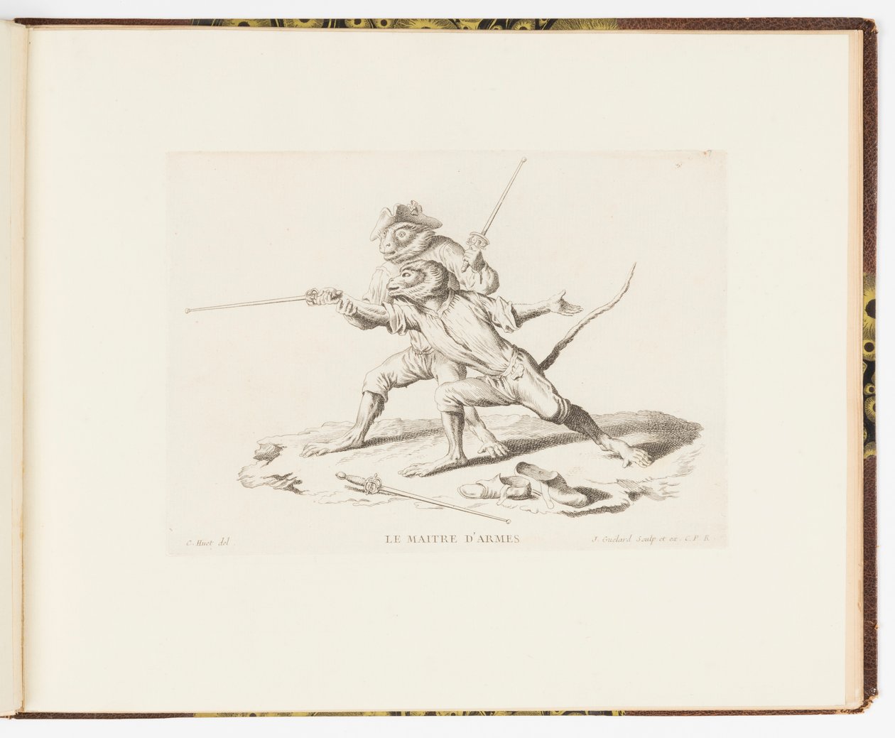 Plate 7, The Master of Arms, Monkey Antics eller Different Actions of Human Life represented by Monkeys av Christophe Huet