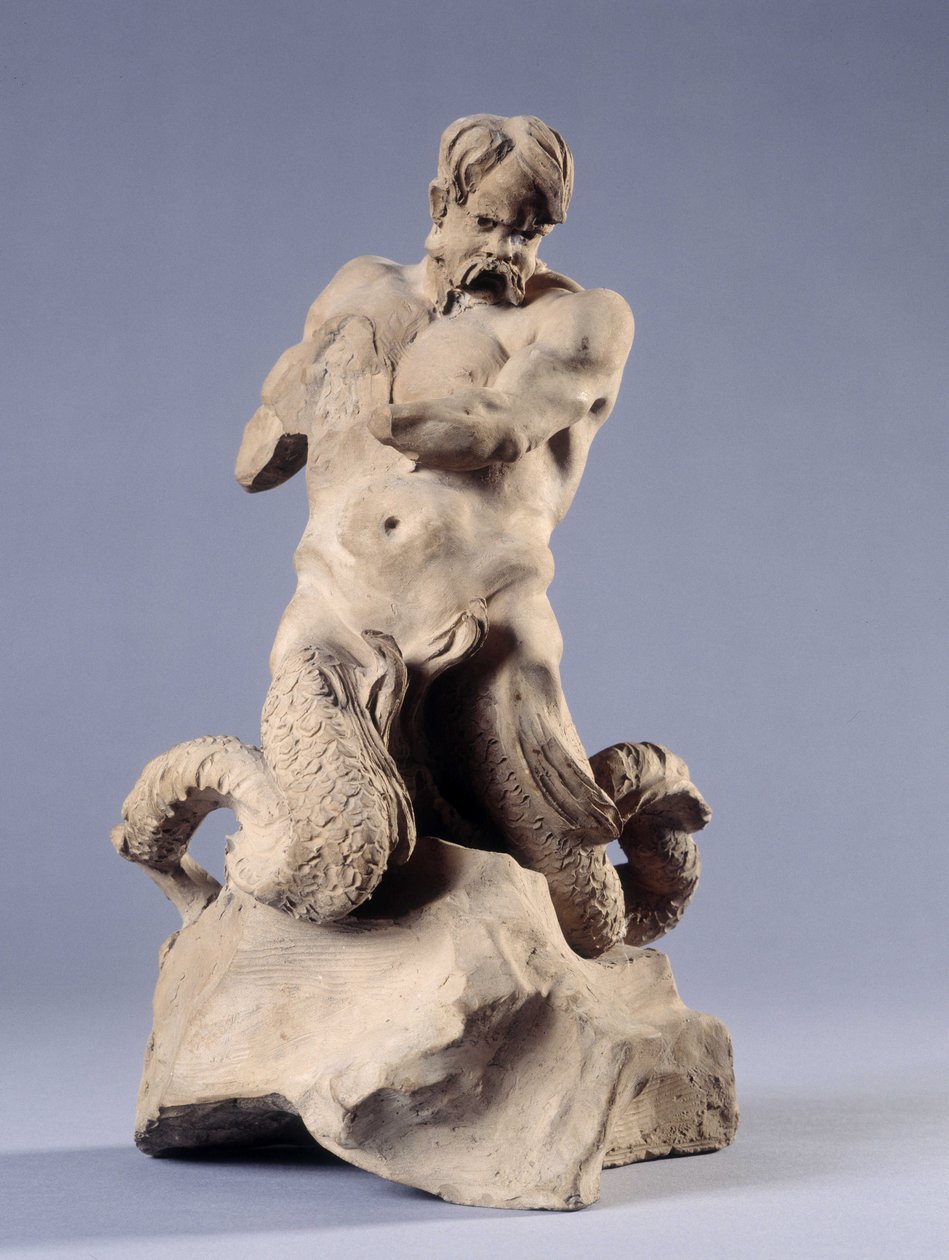 Triton. Steinskulptur av Christophe Veyrier