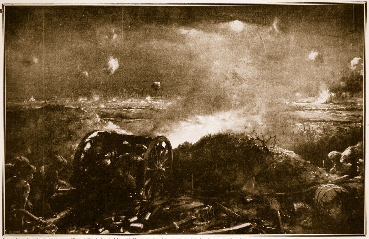 Artilleri blir oppdratt for å støtte et britisk infanteriangrep nær Ypres, 1914-19 av Christopher Clark