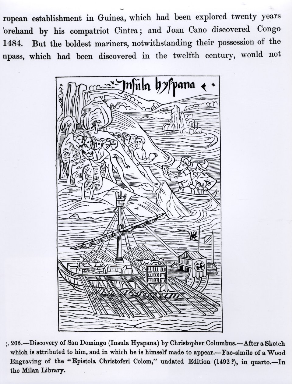 Oppdagelsen av San Domingo, fra "Vitenskap og litteratur i middelalderen og renessansen", skrevet og gravert av Paul Lacroix, 1878 av Christopher Columbus
