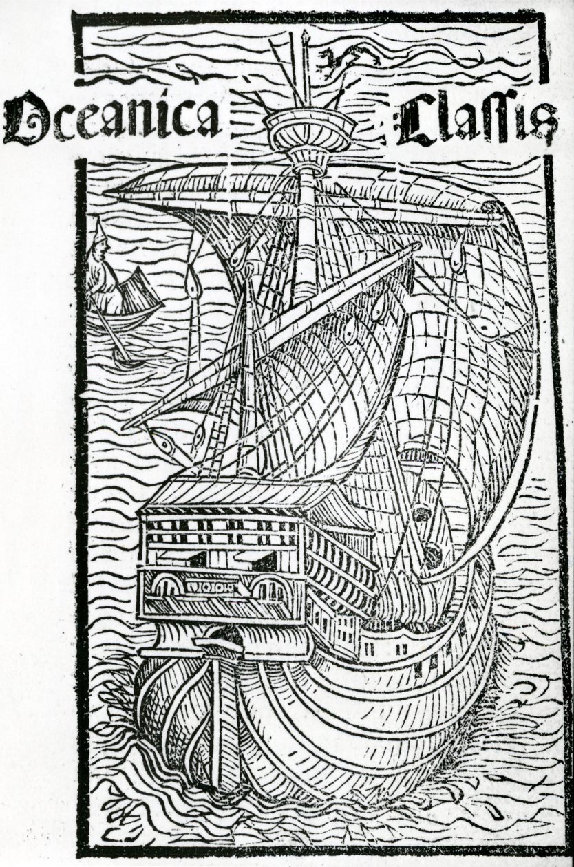 Tegning av Santa Maria, 1493 av Christopher Columbus