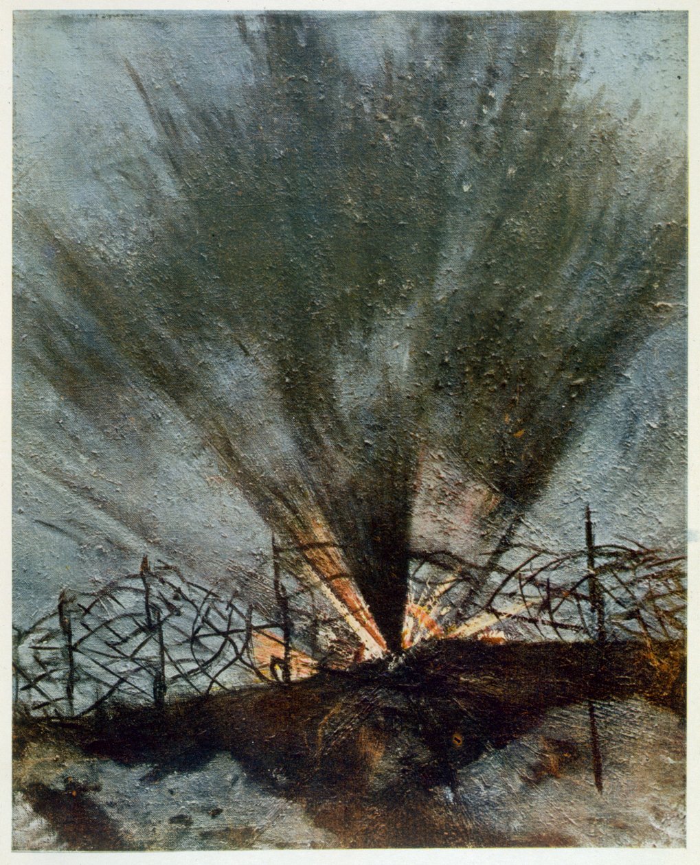 Bursting Shell, fra British Artists at the Front, Continuation of The Western Front, 1918 av Christopher Richard Wynne Nevinson