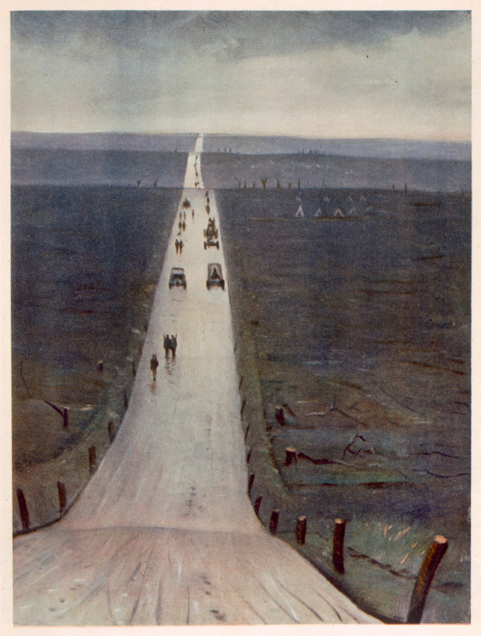 Veien fra Arras til Bapaume, fra britiske artister ved fronten, fortsettelse av vestfronten, 1918 av Christopher Richard Wynne Nevinson