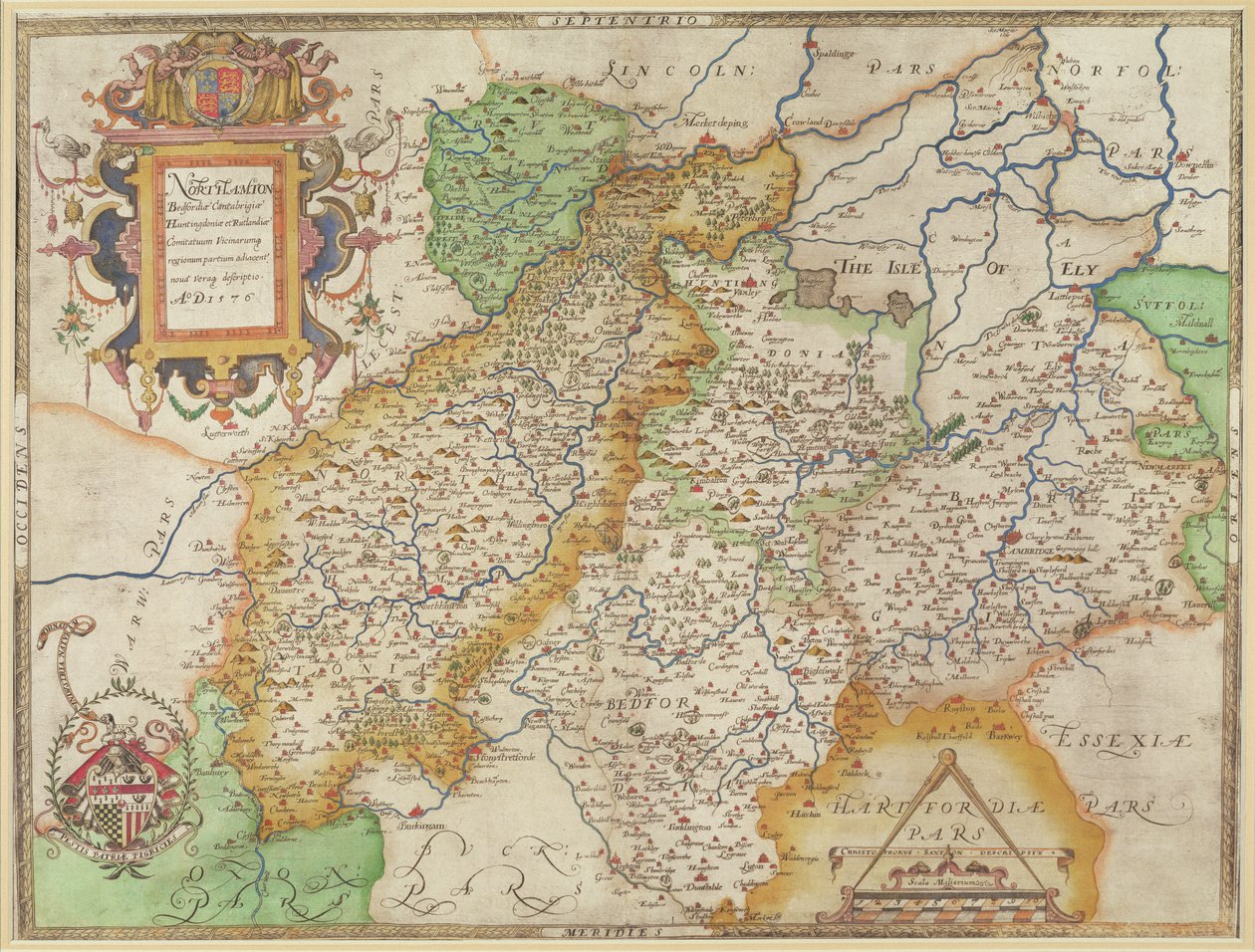 Kart over Northampton og tilstøtende fylker, fra 