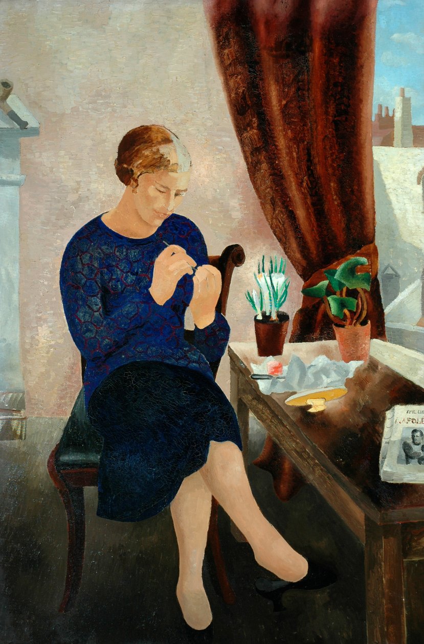 Sittende kvinne og manikyr og portrett av Frosca Munster, 1929 av Christopher Wood