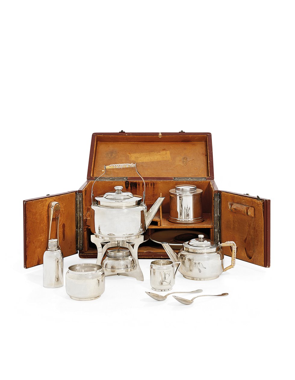 Pikniksett, merke av Boulanger, Paris, sent på 1800-tallet (sølv og lær) av Christopher (after) Dresser