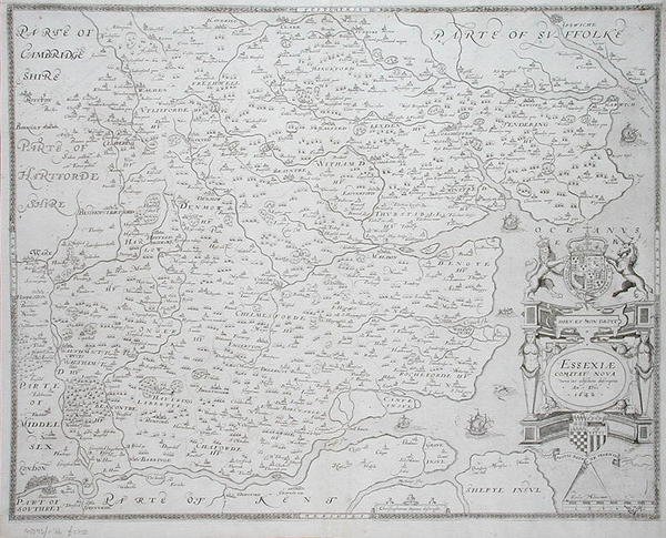Kart over Essex, gravert av William Web, publisert 1645 (gravering) av Christopher (after) Saxton