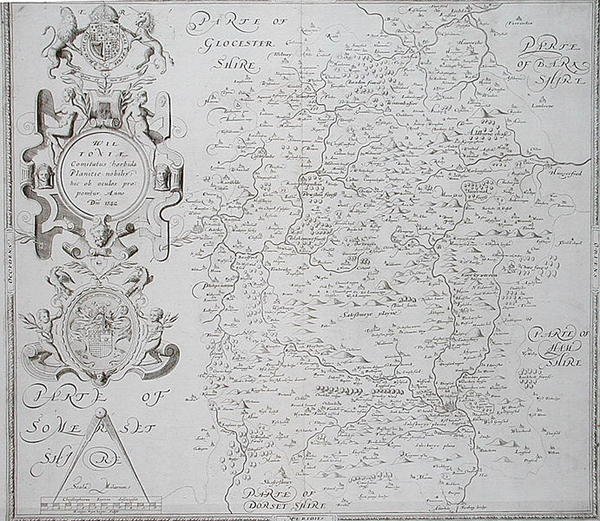 Kart over Wiltshire, gravert av William Web, publisert 1645 (gravering) av Christopher (after) Saxton
