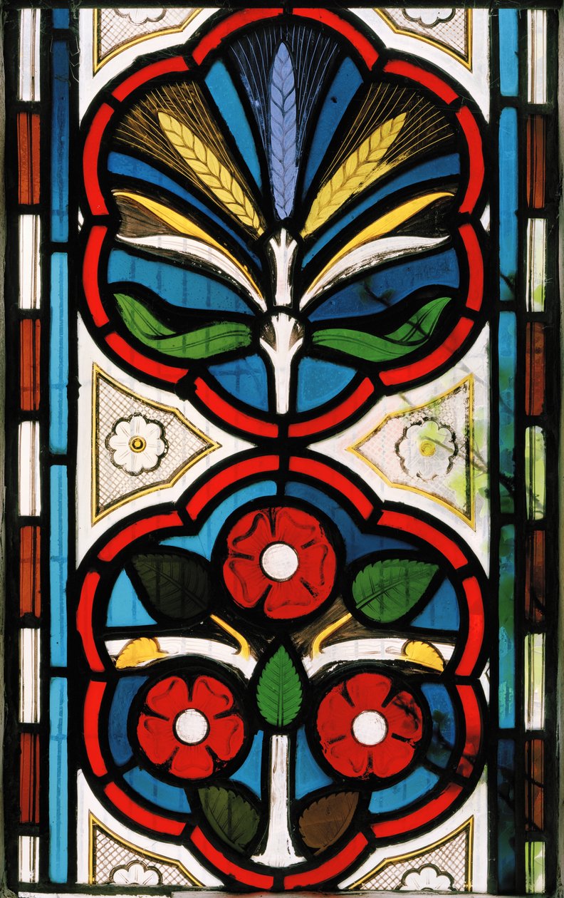 Roser og hvete, 1865 (farget glass) av Christopher Dresser