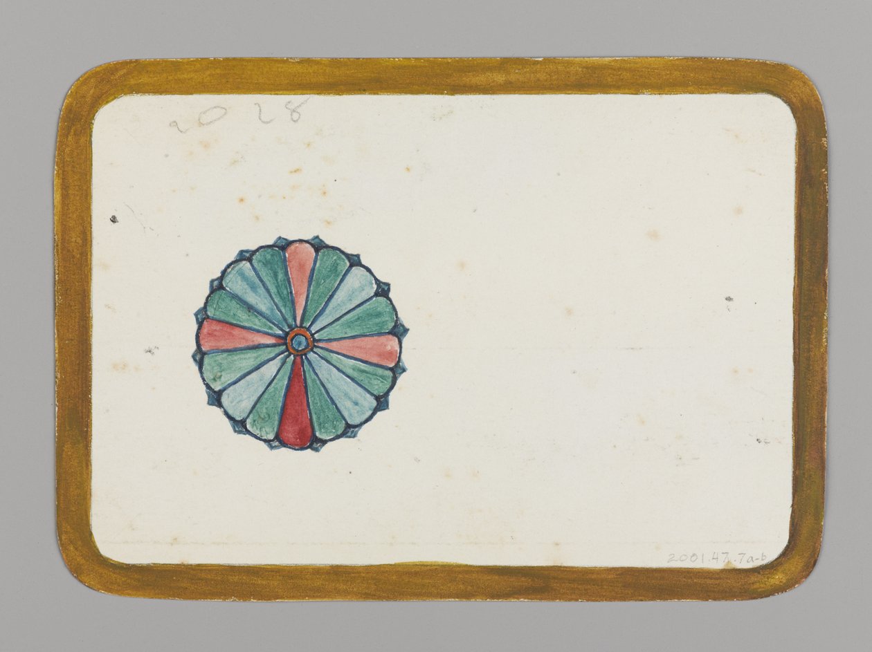 Stilisert krysantemum (verso), ca. 1880 (wc, svart blekk og metallisk maling over grafitt på veldig tynt kartong) av Christopher Grant La Farge