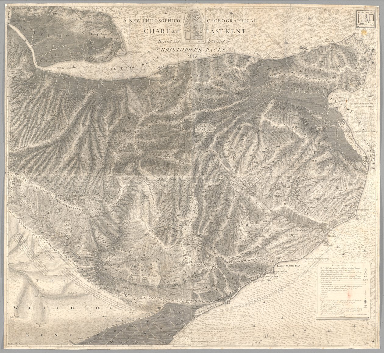 Et nytt filosofisk korografisk diagram over East-Kent av Christopher Packe
