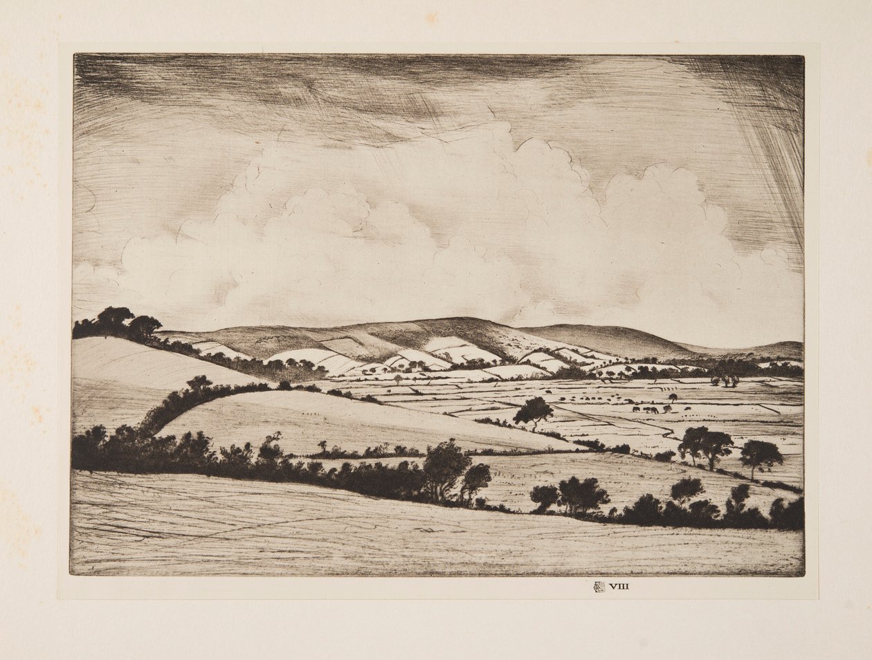 En dal i South Downs, pub. 1925. av Christopher Richard Wynne Nevinson