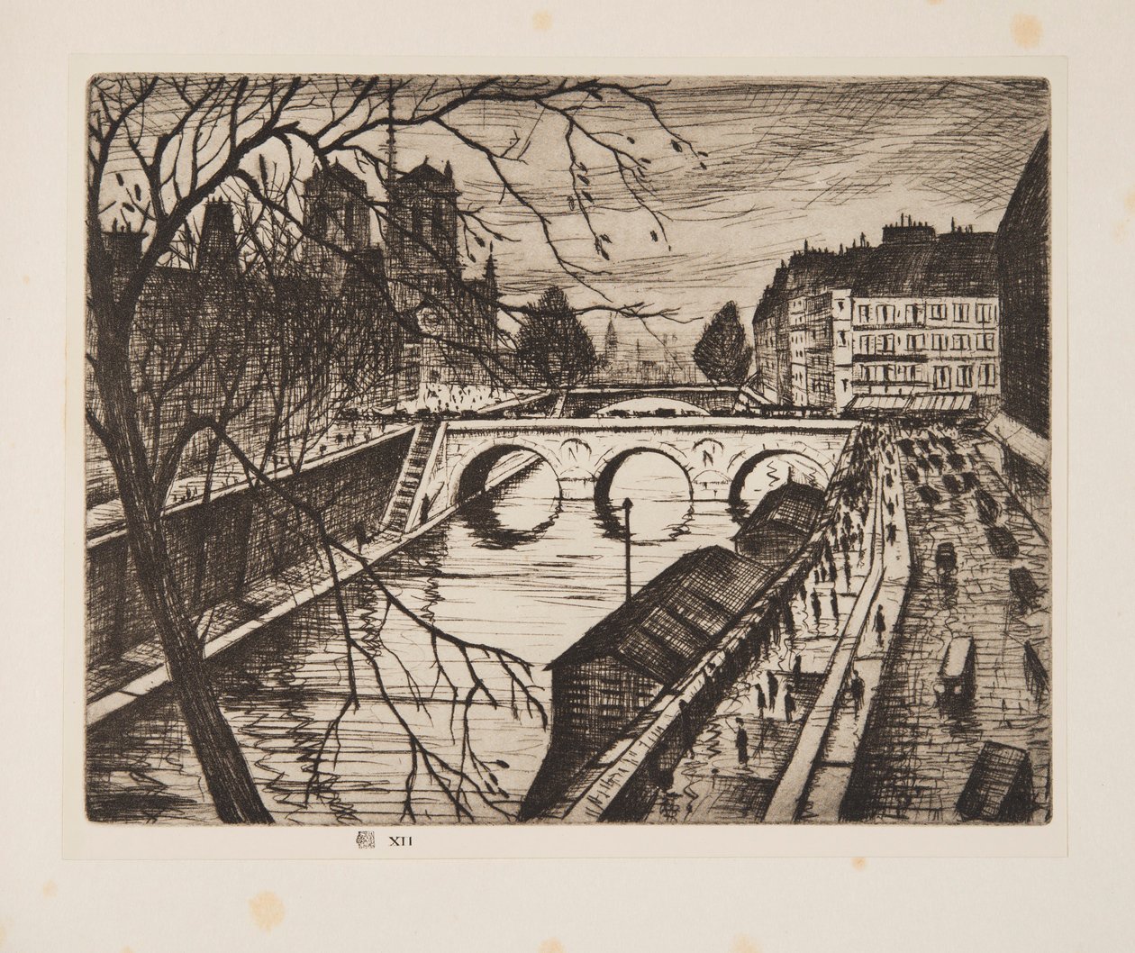 Notre Dame, The Quays of Paris, pub. 1931. av Christopher Richard Wynne Nevinson