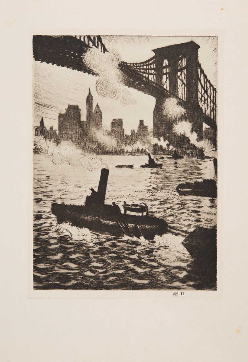 Under Brooklyn Bridge, pub 1921. av Christopher Richard Wynne Nevinson