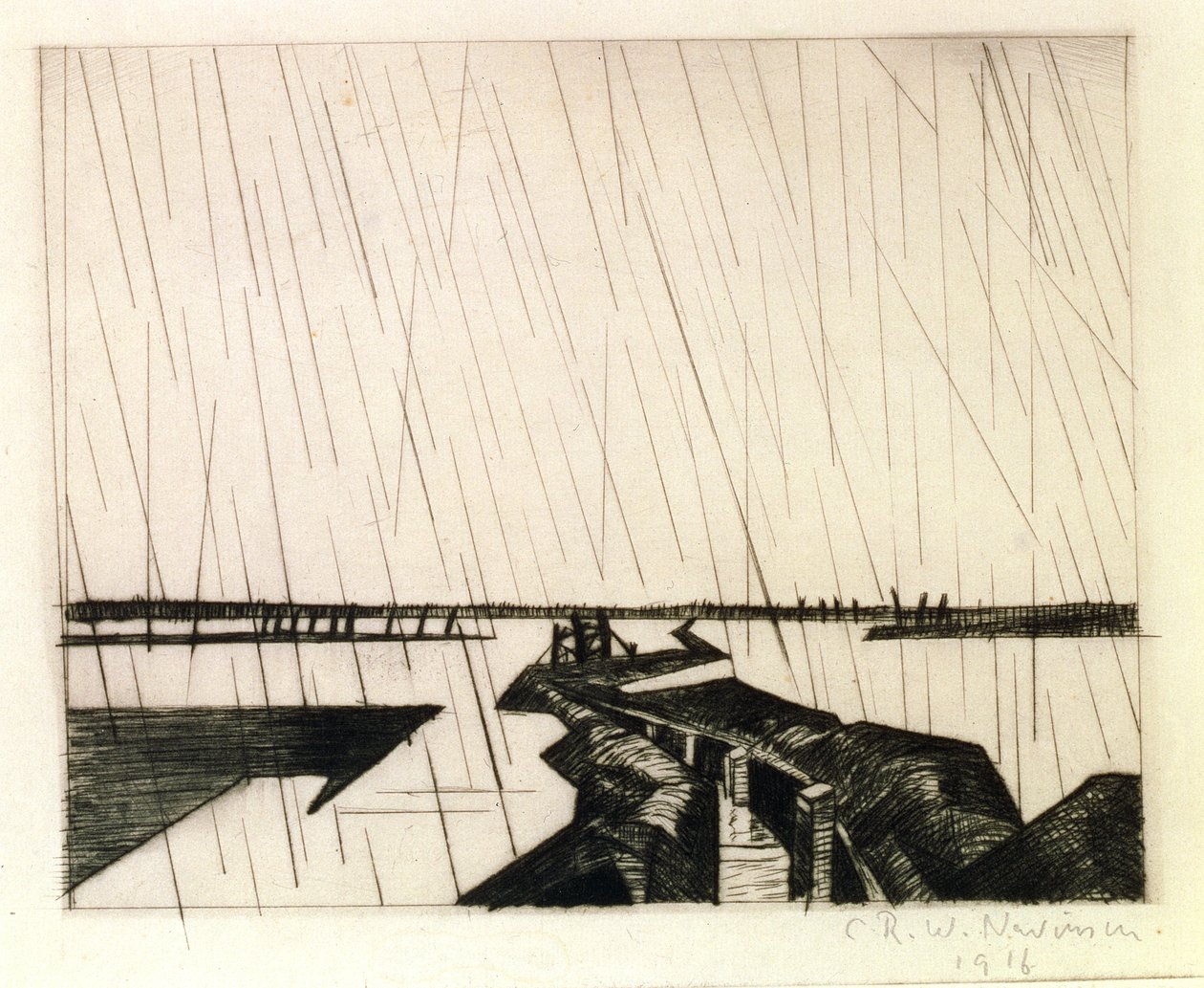 A Flooded Trench on the Yser, 1916 (tørrpunkt) av Christopher Richard Wynne Nevinson