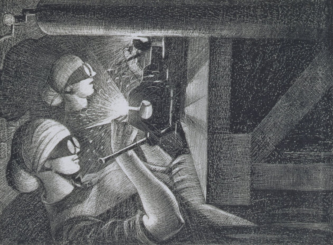 Acetylen Welders, 1917 (etsing og tørrpunkt) av Christopher Richard Wynne Nevinson