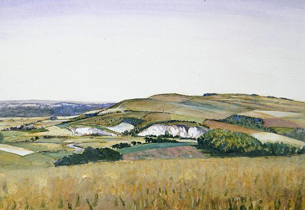 Amberley (akvarell og gouache på papir) av Christopher Richard Wynne Nevinson
