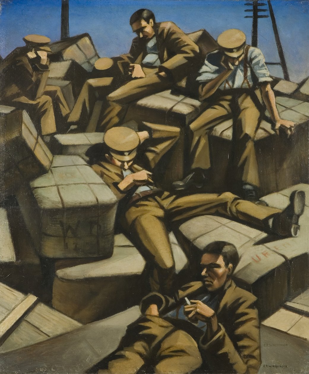 Dog Tired, ca. 1916 (olje på lerret) av Christopher Richard Wynne Nevinson