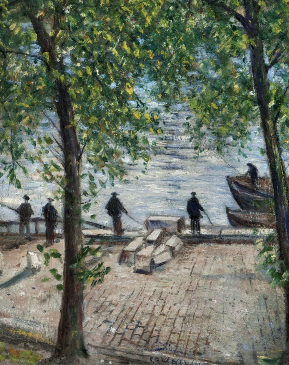 Fiskere på Seinen, 1939 av Christopher Richard Wynne Nevinson